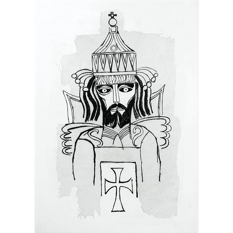 Oswaldo Guayasamín grabado al aguafuerte a un color Décadas del Nuevo Mundo X