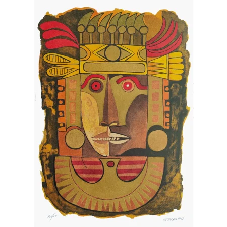 Oswaldo Guayasamín Litografía titulada Máscara