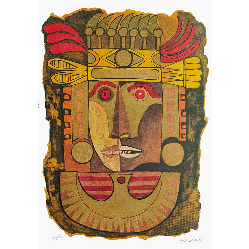 Oswaldo Guayasamín Litografía titulada Máscara