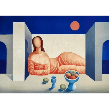 Mario Carreño grabado Mujer al atarceder offset