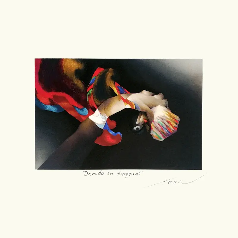 Grabado a color sobre papel Desnudo en diagonal