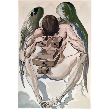 Salvador Dalí Xilografía a color L'Ange déchu