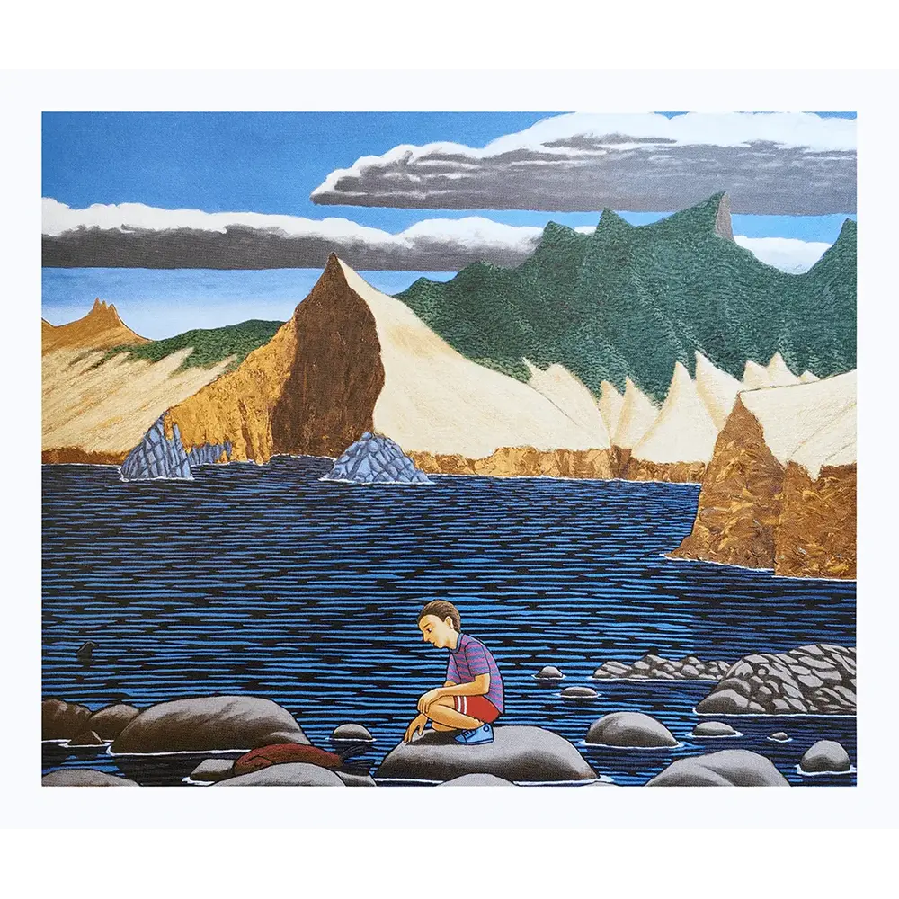 Sebastián Garretón – Grabado sobre papel Niño con lobo Sebastián Garretón Grabado sobre papel Niño con lobo